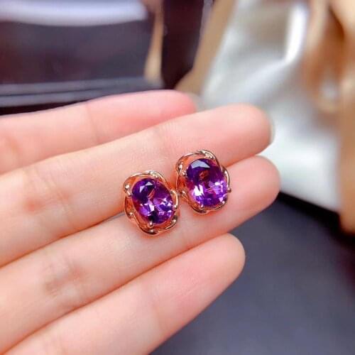 New Design Amethys Earring 925 Sterling Silver Fahshion Natural and Real Amethys Earring