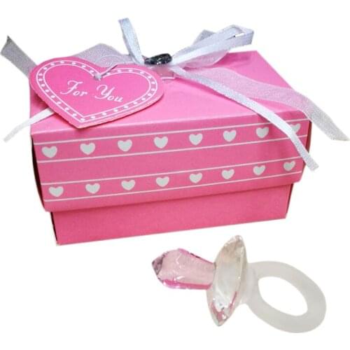 Wholesale 50pcs/lot crystal decoration of pink Girl crystal pacifier Baby Shower favors baptism souvenirs
