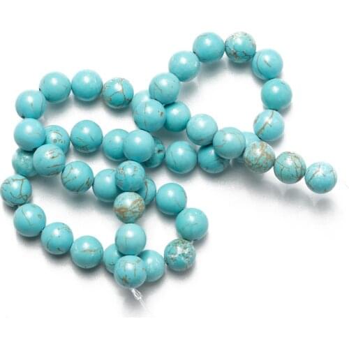 Bulk Wholesale Natural Turquoises Stone Beads Blue Round Loose Beads Needlework for Jewelry Making 4 6 8 10 12mm DIY Bracelet