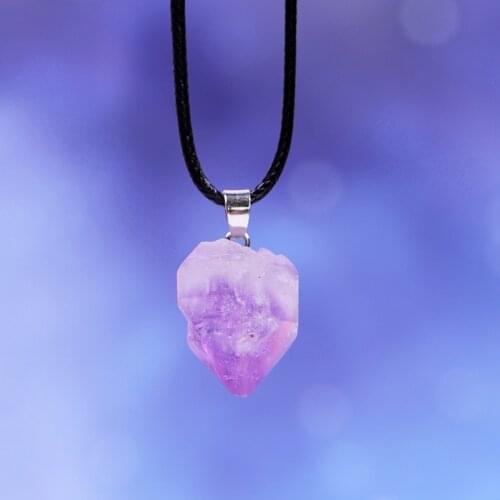 Natural Crystal Necklace Raw Amethyst Quartz Purple Crystal Cluster Pendant Healing Reiki Fashion Mineral Jewelry For Unisex Gif