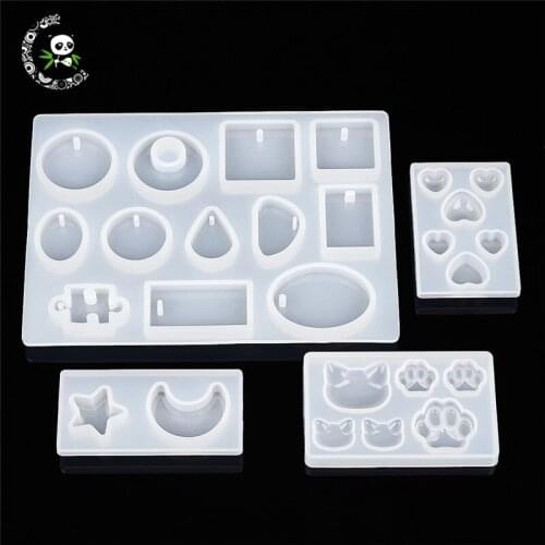 Pandahall 4pcs/Set Silicone Moulds Resin Casting Molds for DIY Jewelry Making Handmade Tool Mixed Shapes White