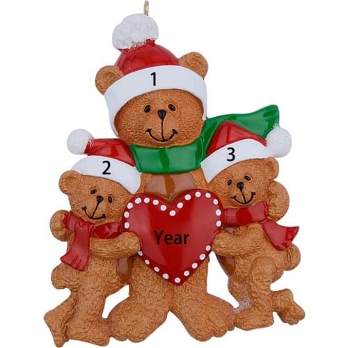 I Love Mommy Bear Family Of 3 Resin Hanging Personalized Christmas Ornaments For Holiday New Year Mother Father Birthday Gifts