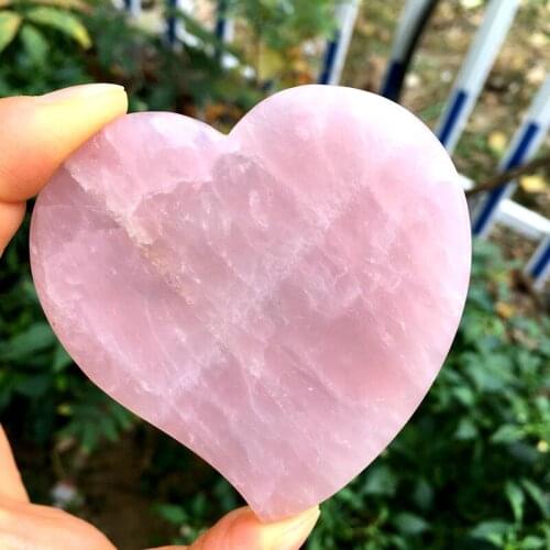 Rose Quartz Heart Slice Coasters Natural Stone Healing Crystals Gemstones Reiki Feng Shui Desk Home Decoration