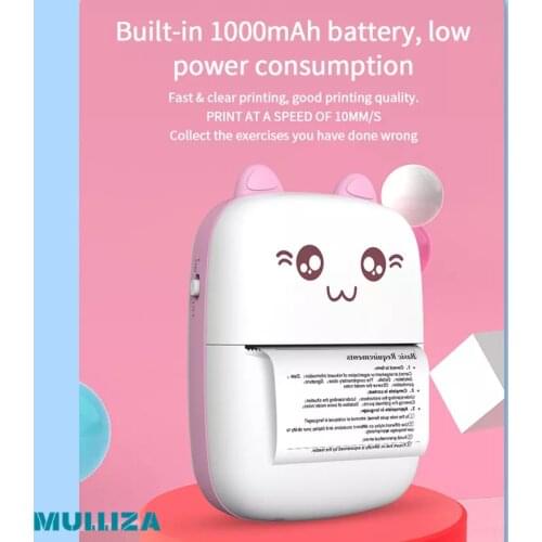 Portable Mini Thermal Printer Wirelessly BT 203dpi Photo Label Memo Wrong Question Printing with USB Cable imprimante portable