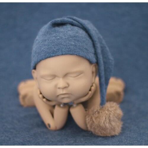 Newborn Photography Props Knit Fur Ball Newborn Hat Baby Photo Studio Photography Props Cap Beanie Baby Hat