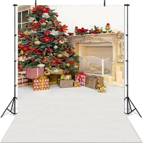Christmas Photography Background Christmas Tree Fireplace Gift Child Party Backdrop Decoration Props Banner For Photo Studio