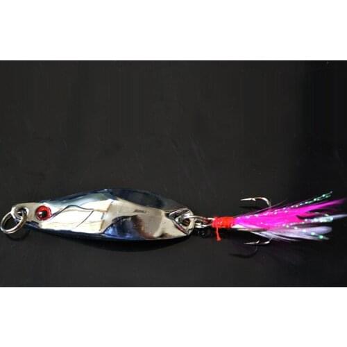 Fishing lure spoon 14g artificial fishing lures with treble hooks bait artificial spoon lure feather spinners spoon bait
