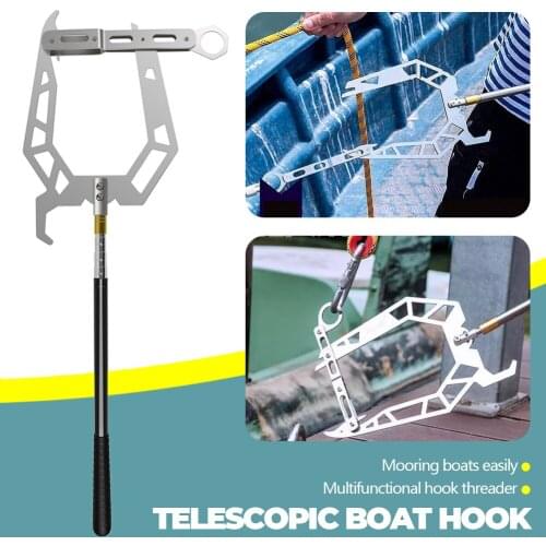 Mooring Rope U Type Threader Boat Hook Threader Carbon Fiber Telescopic Fishing Rod Fishing Pole Reel Fishing Accessorie