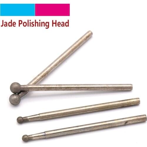 5pcs 2.35mm Shank Round Diamond Spherical Polishing Grinding Head Mounted Points Drill Bit for Jade Dremel Rotary Tools F Needle