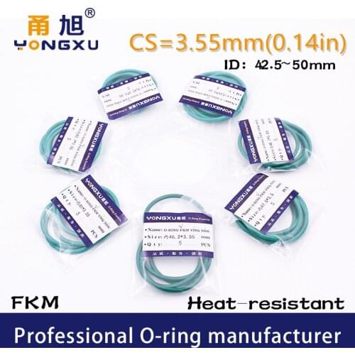 1PCS/lot Green FKM Fluorine Rubber O-rings Seals CS3.55mm ID42.5/43.7/45/46.2/47.5/48.7/50*3.55mm O Rings Rubber Gasket Washer