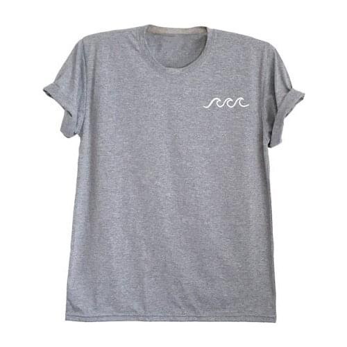 Wave shirt ocean waves print tumblr inspired pocket tee shirt unisex tshirt cool t shirts -C864