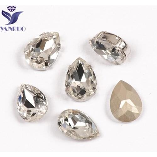 YANRUO 4320 Drop Clear Crystals Sewn Stones Glass K9 Crystals Sewing Claws DIY Gems Stones Rhinestones On Clothes
