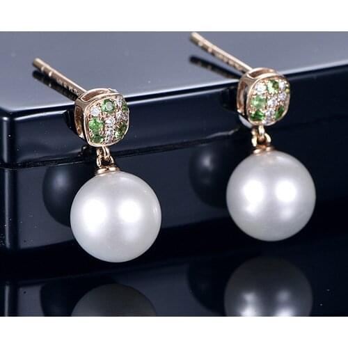 Fashion Chic Pearl & Crytal Zircon Diamonds Gemstones Drop Earrings for Women Rose Gold Color Jewelry Brincos Accessories Gifts