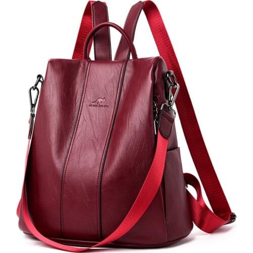Women Waterproof Anti-Theft PU Leather Backpacks Bags For Girls Female Shoulder Bag Multifunction Traveling Backpack Mochilas