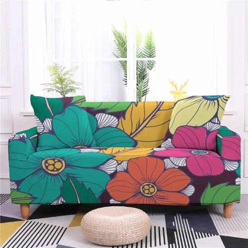 1/2/3/4 Seater Elastic Sofa Cover For Living Room Flower Pattern Anti-slip Furniture Protector Stretch Couch Cover Slipcover