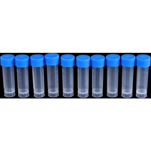 10PCS x 5ml Chemistry Plastic Test Tubes Vials Seal Caps Pack Container for Office School Chemistry Supplies