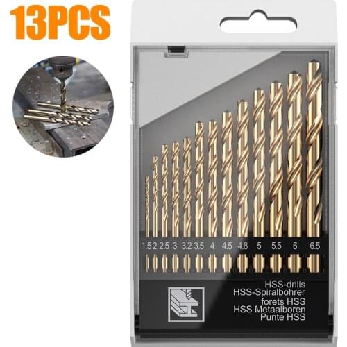 13pcs Mini Micro Aluminum Hand Drill HSS Twist Drill Bit Woodworking Drilling Rotary Tools Hand Drill 1.5-6.5mm