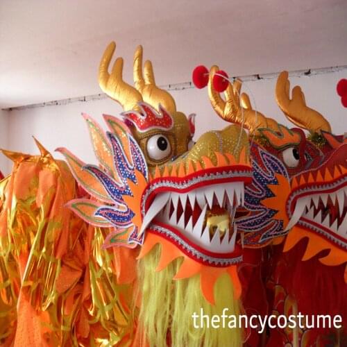 18m Adult New Design Gold-Plated Chinese Traditional Culture DRAGON DANCE Dragon Kongfu Folk Courtyard decoration Costume