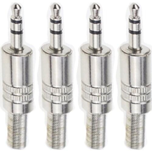 4Pcs 3.5mm 3-Pole Stereo Metal Plug Connector 3.5 Plug & Jack Adapter Wire Terminals 3.5mm Male Headphone Audio Plug 2Channel