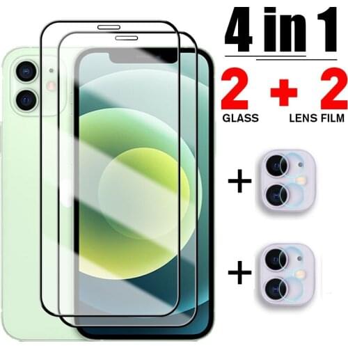 4IN1 Tempered Glass For Iphone 13 12 11 Screenprotector Camera lens for iphone 13 12 Pro Max 13 Mini X XS Screen Protectors film