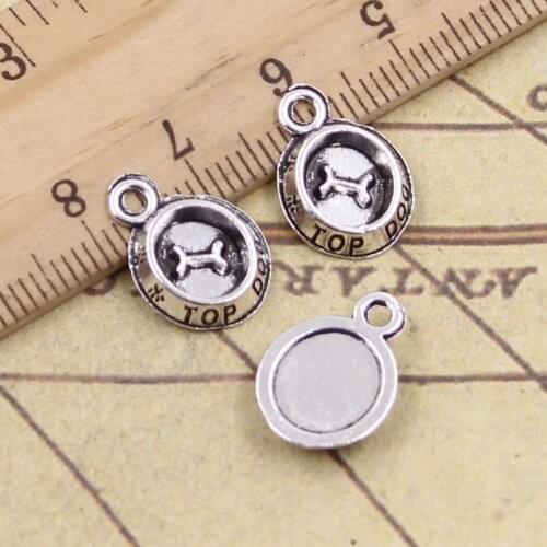 40pcs Charms Dog Bowl Bone 15x10mm Tibetan Bronze Silver Color Pendants Crafts Making Findings Handmade Antique DIY Jewelry