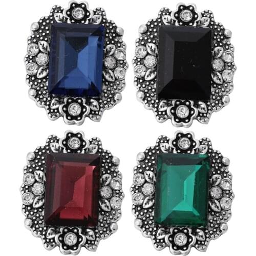 5pcs/lot Vintage Snap Jewelry High Quality Rhinestone Crystal Flower 18mm Metal Snap Buttons Fit Ginger Snap Button Bracelet