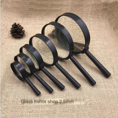 5pice Plastic Handheld Straight Handle Magnifying Glass with Pressure Ring Elderly Magnifier 8X Portable Handheld Magnifier