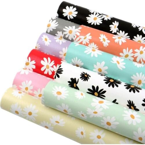 David accessories 20*33cm Flower Faux Synthetic Leather Fabric for Bows Bags Wallet DIY Craft Phone Cover,1Yc12359