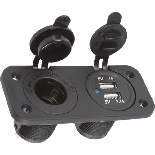 12V Car Cigarette Lighter Motorcycle Boat Plug Socket Splitter Dual USB 2.1A & 1A Power Adapter Charger Outlet for Smart Phone