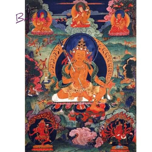 BRISTLEGRASS Wooden Jigsaw Puzzles 500 1000 Pieces Guru Nyima Oser Tibetan Buddhism Thangka Paintings Educational Toy Home Decor