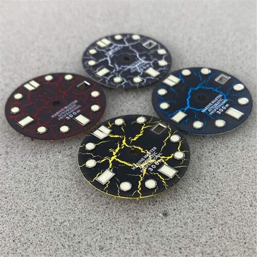 Watch Parts C3 Luminous 28.5mm cracked Dial marker DSea For Japan SKX007/009 NH35/4R36 Movement