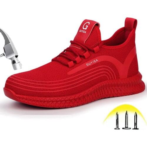 Breathable Safety Shoes Steel toe Fashion Protective Shoes Men Puncture Proof Summer Soft Lightweight Work Shoes Plus size 36-48