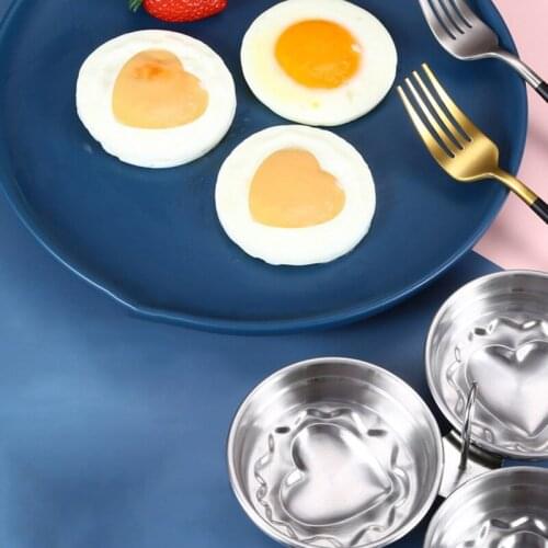 Stainless Steel Steamed Egg Mold Household Egg Steamer Creative Heart Shaped Egg Poachers Kitchen Supplies