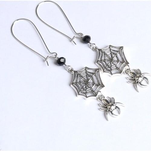 Gothic Spider Web Tunnel Earrings Silver Plated Hooks For Stretched pendant Fashion Jewellery women gift novelty beautiful new