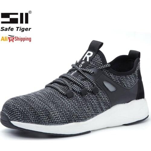 Lightweight Men Boots Steel Toe Safety Shoes Breathable Work Sneakers Women Outdoor Shoes Plus Size 36-47