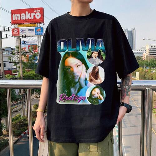 Hot Sale New Style Sour T-shirt Olivia Rodrigo Print O-neck All-match High Quality Oversized Comfortable Black Summer Anime Tops