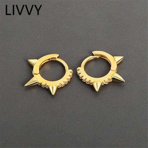 LIVVY Silver Color Punk Hip-Hop Geometric Pendant Hoop Earrings for Women Gold Party Jewelry Accessories Wholesale Trend