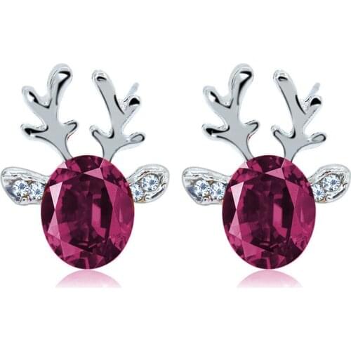 Fashion Christmas Ear Stud Earrings Animal Crystal Deer Studs Earrings