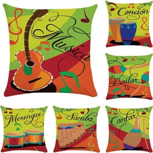 Musical Instruments Cotton Polyester Cushion Cover Sofa Chair Seat and Back Waist Square Pillowcase Cover CR119