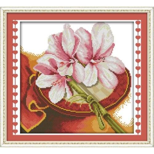 Flowers DMC thread embroidery needle kits hand embroidery cross stitch kit beautiful orchid hand embroidery sewing painting