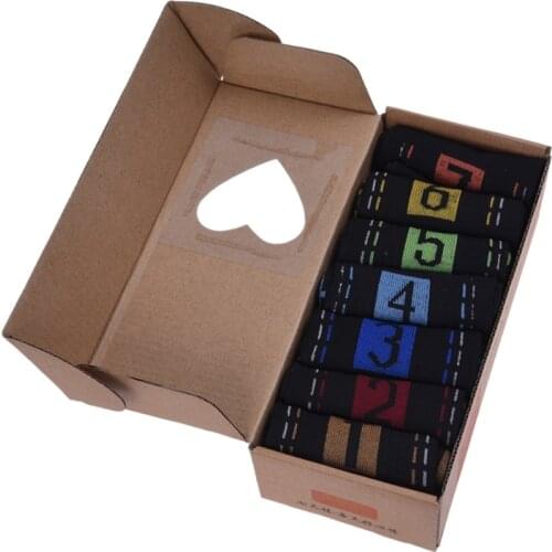 Novelty Daily Socks 7 Days Week Socks for Men (7 Pair/Set)Black