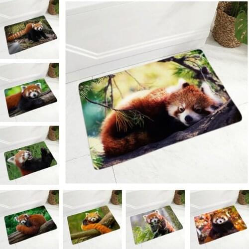 Super Soft Flannel Rug Lovely Red Panda Doormat Non-Slip 40x60cm Decor Cute Wild Animal Floor Door Mat for Hallway Children Room