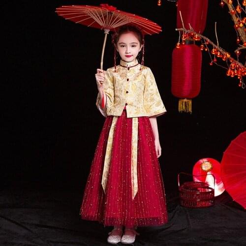 Autumn And Winter Girls' Hanfu Thickened Tang New Years Clothing Performance Costume Birthday Wedding Party Dress Evening Dress