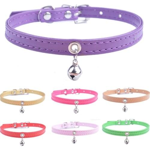 Puppy Collar For Small Dogs Adjustable Pet Collars With Bell For Small Medium Cats Size XXS XS S Purple Black White Pink