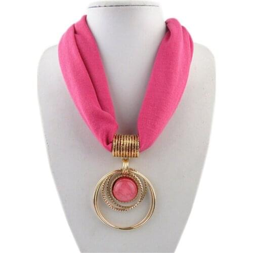 Jersey polyester necklace scarfs bufanda mujer pendant scarf luxury jewelry shawls ring summer fashion neck wear accessories