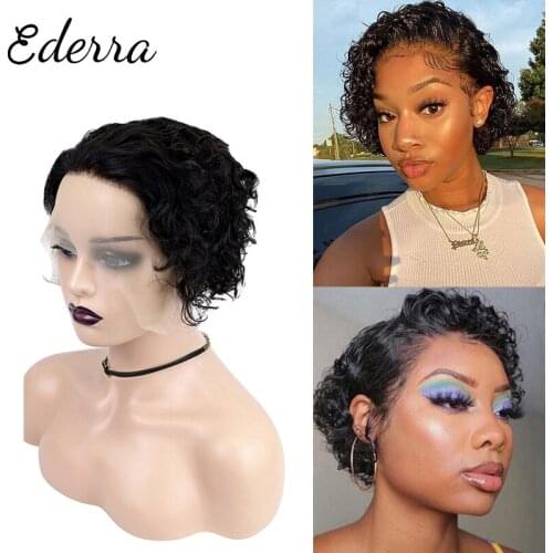Curly Human Hair Wig For Black Women Curly Bob Wig Lace Front Human Hair Wigs Remy Brazilian 13X1 Closure Wig Bob Wig