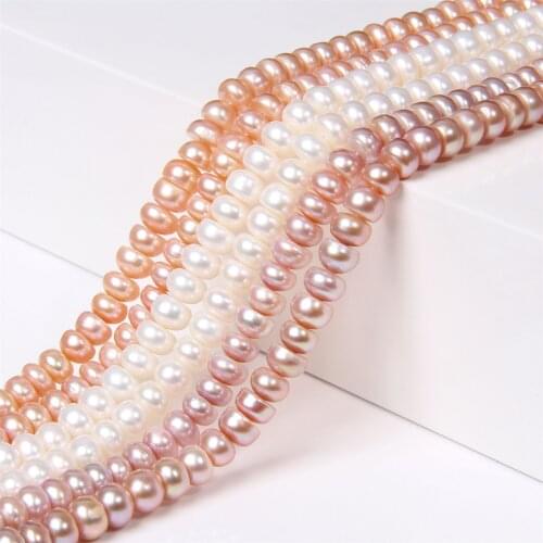7-8mm Grade AAA Flat Round Freshwater Pearls Beads High Luster Natural Button Pearls flawless For Jewelry Making Craft DIY 14
