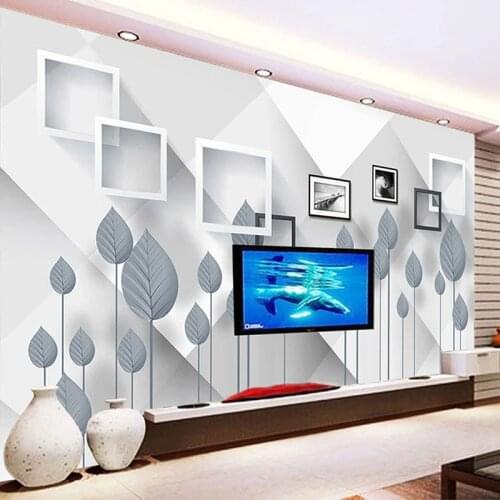 Custom 3D Mural Wallpaper Modern Abstract Tree Leaf Lattice Art TV Background Wall Painting Photo Wallpapers For Living Room