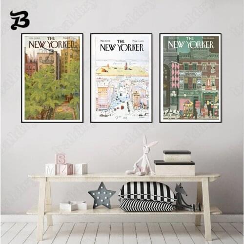 Posters New Yorker Retro Picture Abstract Vintage Posters Prints Wall Art Canvas Painting Decorative Oil Picture Home Wall Decor
