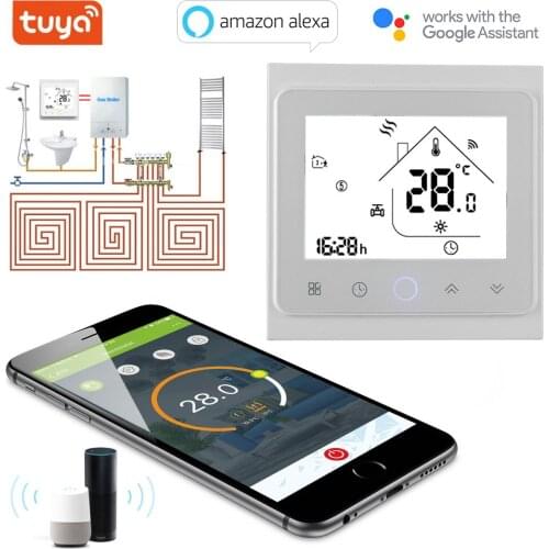 TUYA app Smart WiFi Touch Thermostat Temperature Wireless Controller For Gas Boiler Dry contact Passive Works Alexa Google Home